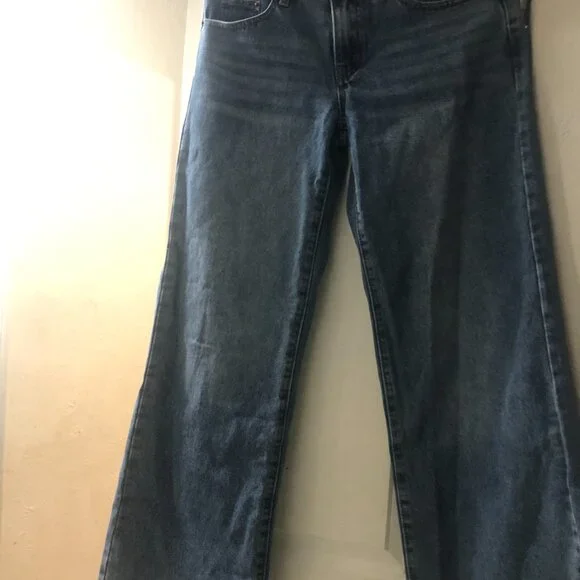 Edikted Wide Leg Jeans, Blue Washed Denim High Lace Trim "S" - Picture 11 of 12